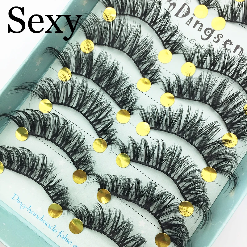 

10 Pairs Handmade 3D Soft Faux Mink Hair False Eyelashes Crisscross Wispy Fluffy Lashes Extension Eye Makeup Tools #3D-71