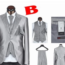 Новейший дизайн высокое качество пиджак в стиле ласточкин хвост формальные костюмы с остроконечным лацканом куртка Для мужчин Suit3Piece серебристого цвета; Robe Princesse Enfant Homme SlimTerno
