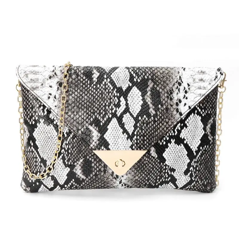 

Women Envelope Clutch Handbag Snakeskin Pattern Chain Shoulder Crossbody Bag High Quality PU Leather NoEnName_Null