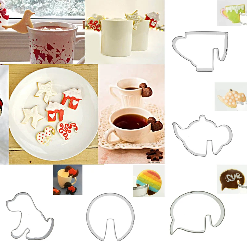 5 шт patisserie reposteria gateau чайник чашка собака молды металлический резак для печенья