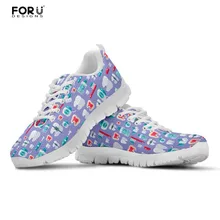 FORUDESIGNS/женские кроссовки на плоской подошве с милым рисунком для дантиста; женская повседневная обувь; удобная женская обувь на шнуровке