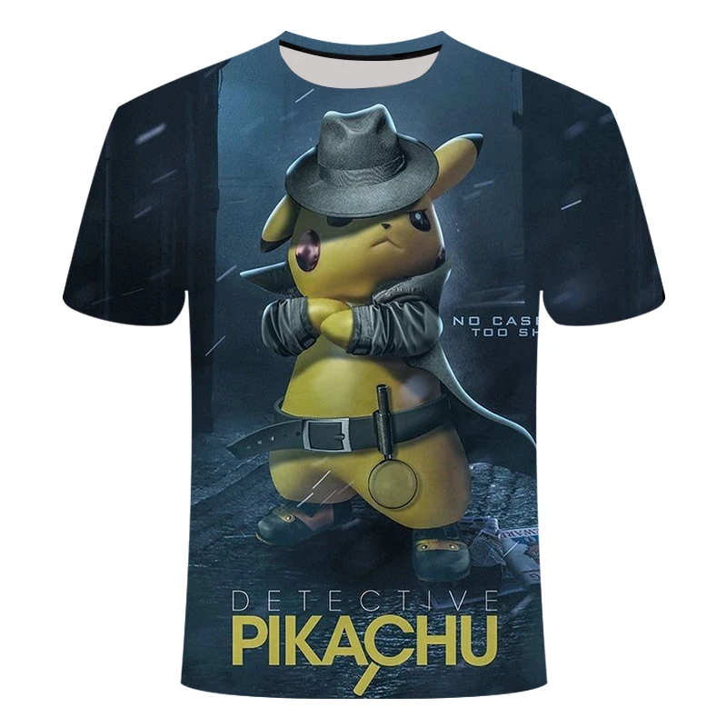 Футболка для мужчин и женщин с 3D фильмом Detective Pokemon Pikachu летняя повседневная
