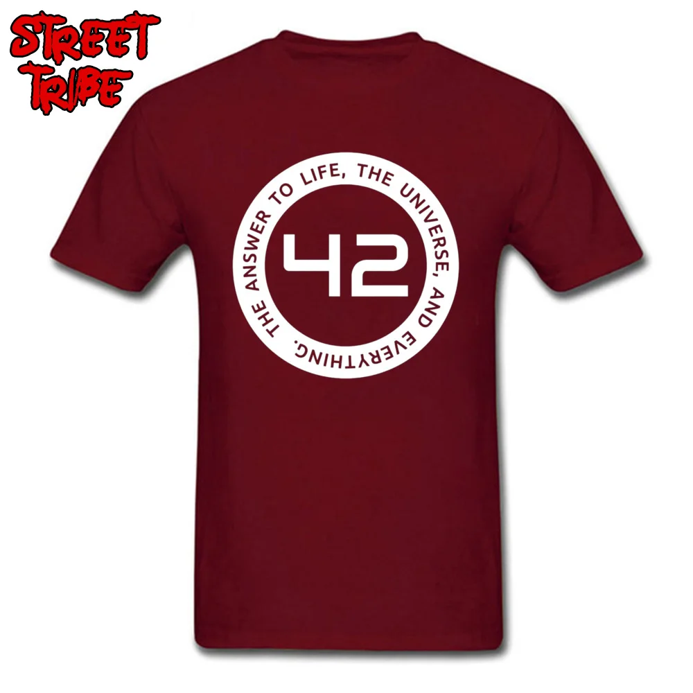  Men's T Shirts Birthday Print Tops Shirts Pure Cotton O Neck Short Sleeve Camisa T Shirt Summer/Fall Free Shipping 42 - The Ultimate Answer -477 maroon