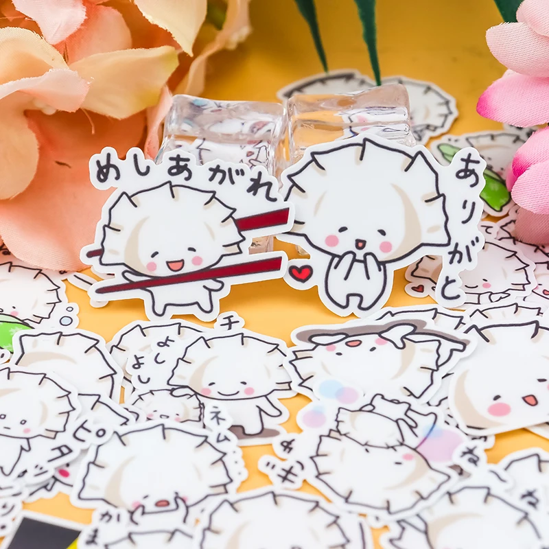 41pcs Cute Kawaii Self-made Cartoon Food Dumplings Stickers For Laptop Guitar Skateboard Luggage Car Kids Waterproof Stickers