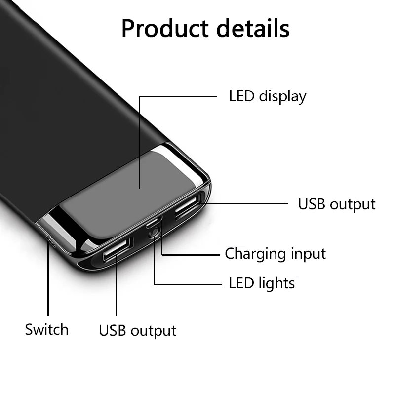 Лидер продаж, внешний аккумулятор 10000 мА/ч, 2 USB, ЖК-дисплей, внешний аккумулятор, портативное зарядное устройство для мобильного телефона, для Xiaomi, для iphone 6