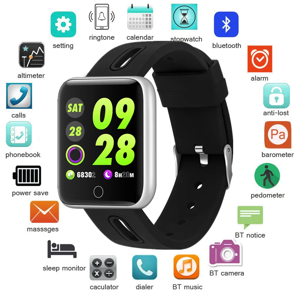 

GEJIAN Smart Watch M28 IP68 Waterproof Bluetooth Heart Rate Blood Pressure Smartwatch for Xiao mi Android IOS Phone Link sports