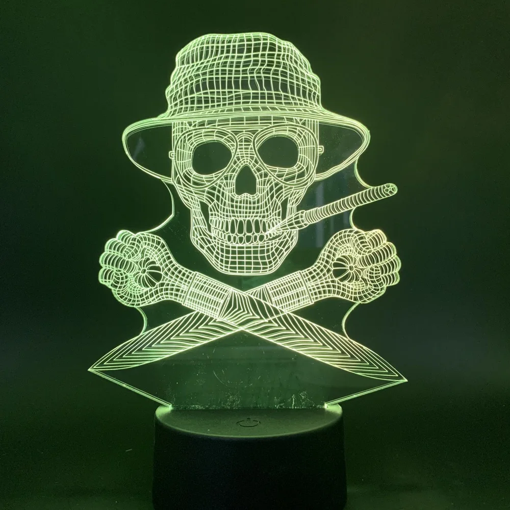 

3d Night Light Led Hunter S Thompson Gonzo Journalism Color Changing Skull Man Nightlight for Office Room Decor Atmosphere Lamp