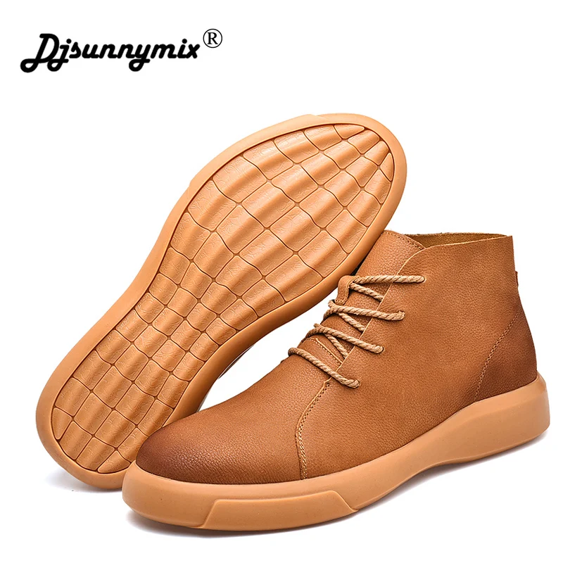 

2019 New genuine Leather Ankle Boots Autumn Winter Men's Boots Fashion Motorcycle Boots Outdoor Working Snow Boots Men Shoes