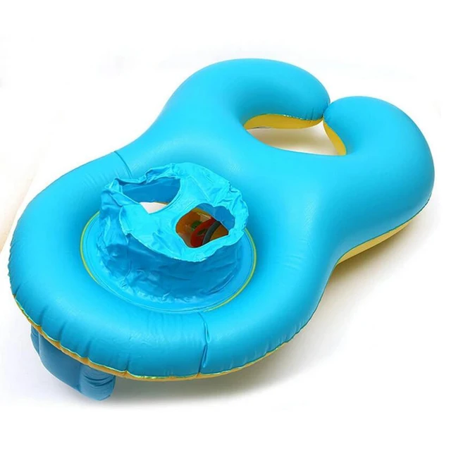 0-18M Baby Swimming Ring Inflatable Pool Float Mother Child Double Person Swimming Circle Kids Seat Float Play Water with Adult 5