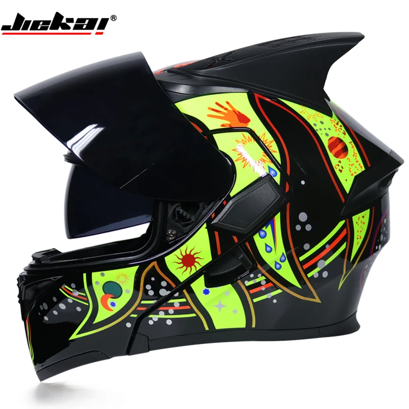 JIEKAI бренд двойной щит мотоциклетный шлем DOT одобренный ECE флип-ап мотоциклетный шлем для всех видов мотоциклов - Цвет: c8