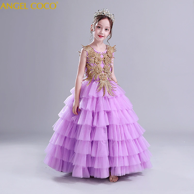 

Girls Evening Party Dress 2019 Summer Kids Dresses For Girls Children Costume Elegant Princess Dress Flower Girls Wedding Dress