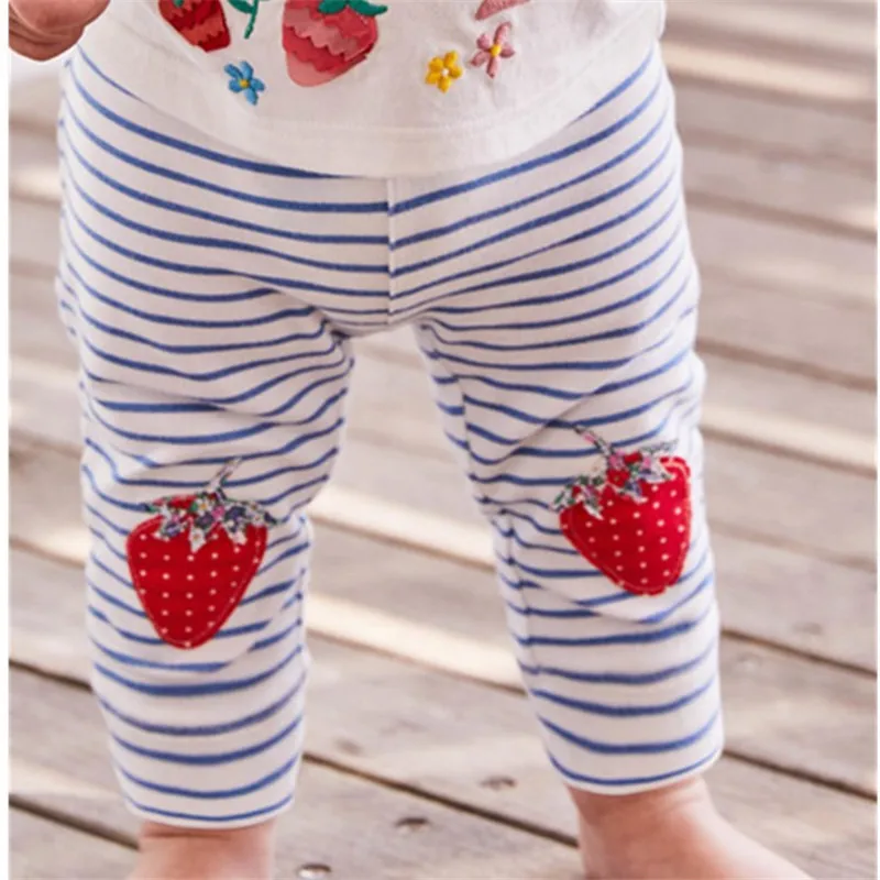 

Jumping meters Sweatpants baby girls autumn winter clothes pants stripe Applique strawberry hot designs kids trousers for girls