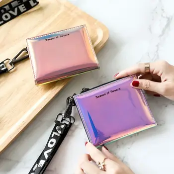 

Women Hologram Laser Leather Wallet Button Purse Lady Short Handbag Bag