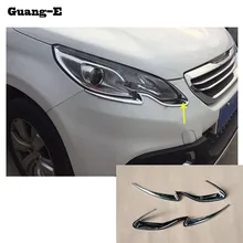 Auto anteriore del corpo della lampada della Luce rivelatore telaio bastone ABS Cromato parti di copertura trim 2 pz Per Peugeot 2008 2014 2015 2016 2017