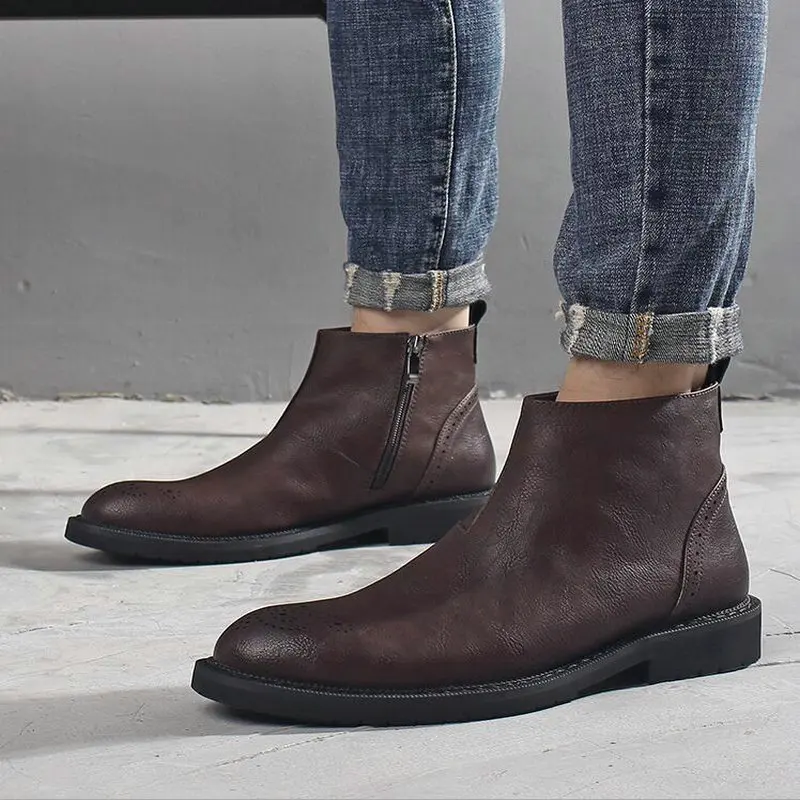 leather high ankle boots