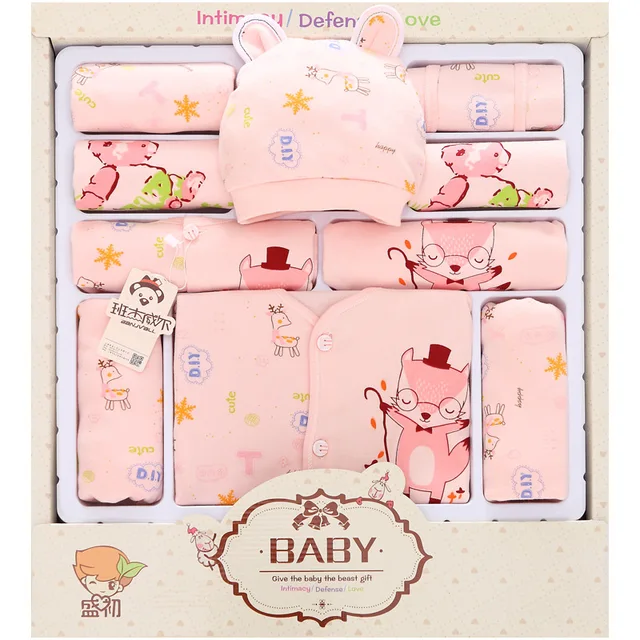 13pcs Lot 2017 Newborn Baby Girl Clothes Autumn Cartoon Fox Gift Box