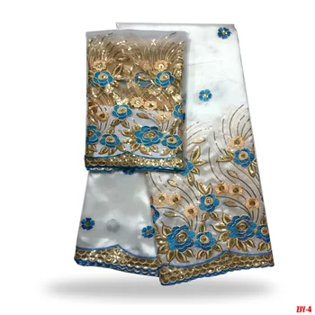 

Royal Blue Indian George Fabrics 2018 High Quality African handcraft Sequins George Lace Fabric For Making Party Dress G1806B8