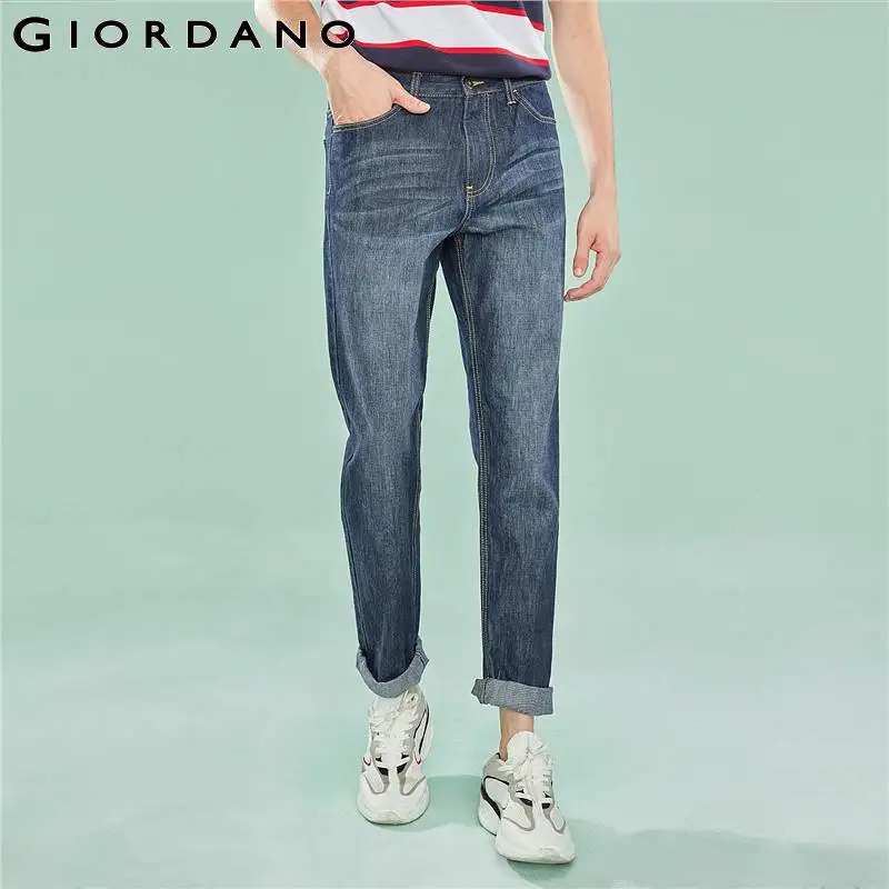 Giordano зауженные джинсовые брюки slim fit выполнены из натурального хлопка и широкий