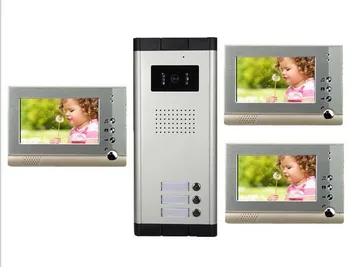

XinSiLu High Definition Wired Video Door Phone Intercom System for Multiply Layer Apartment One Camera+3 Monitors