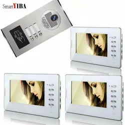 Smartyiba 7 "Видеодомофоны Системы для 3 единицы квартира Главная Безопасность Видео Домофонные комплект двери Камера с RFID брелков