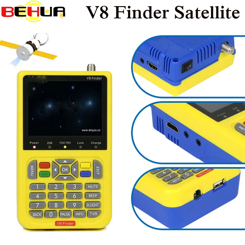 

100% Original V8 Finder HD DVB-S2 High Definition Satellite Finder MPEG-2 MPEG-4 satellite Finder TV Receiver Tool For Sat Dish