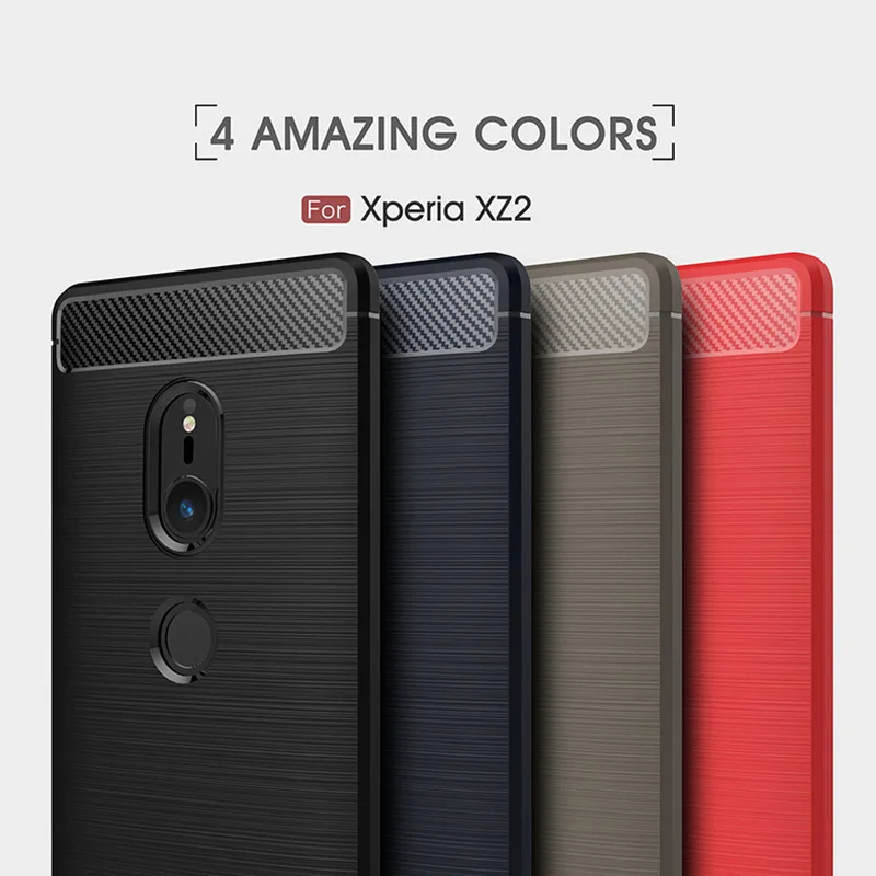 

1Pcs Luxury Mobile Phone Cases for SONY Xperia XZ2 Silicone Drop Protection Gel carbon fiber Soft Shell