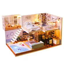 3D деревянные DIY Миниатюрные домики, мебель, светодиодный дом, головоломка, декоративные творческие подарки, кукольный дом Cutebee 1:50 1:24 Poppenhuis MAR20