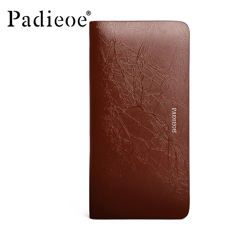 

Padieoe Long Men's Money Wallet Men Split Cow Leather Purse Male Coin Clutch Bags Designer Brand Card Holder Purse Organizer