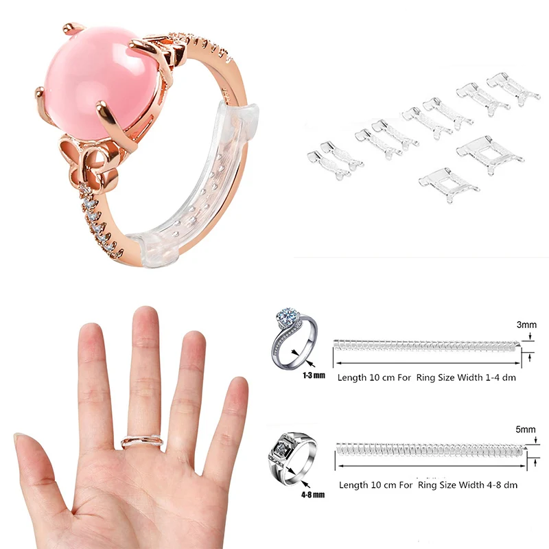 

Ring Size Adjuster Transparent Invisible Adjust Tools 12 Pieces Size Adjuster Set 1 Pieces 10 cm Long Elastic Ring Base