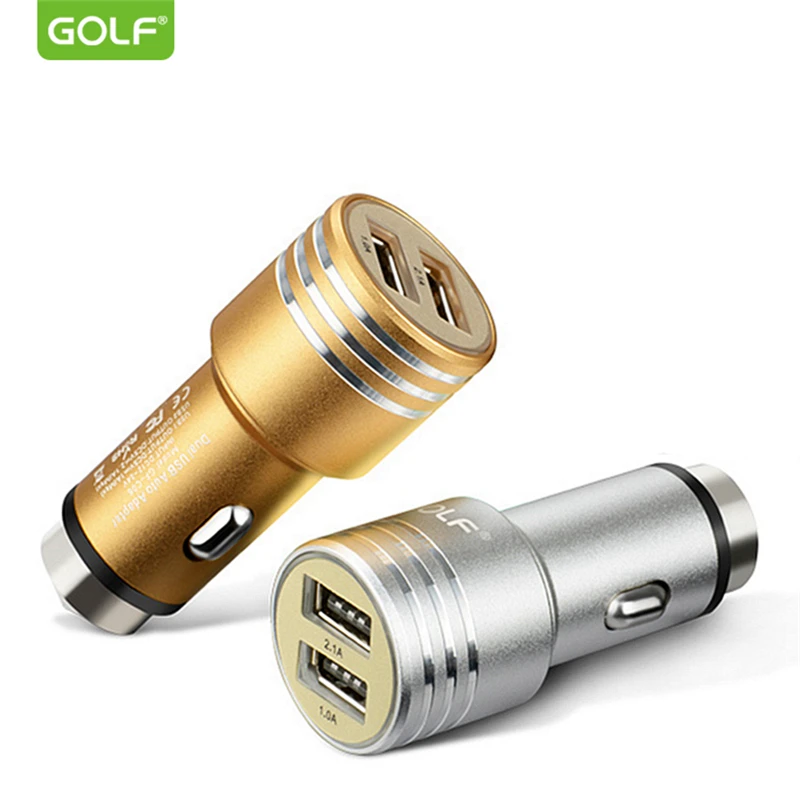 GOLF Metal Safety Hammer Smart Auto Автомобильное зарядное устройство для iPhone 5/6/7 Android мобильный
