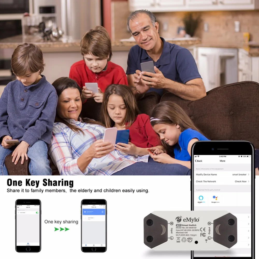 EMylo wifi переключатель умный беспроводной светильник выключатель дистанционное управление переключатель для бытовой техники электрические через Iphone Android APP