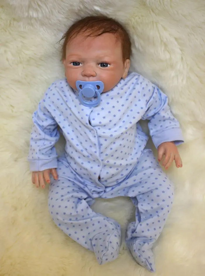 

hot-selling silicone baby dolls that look real doll boy girl 46cm vinyl girls dolls in blue clothes toy for children gift mother