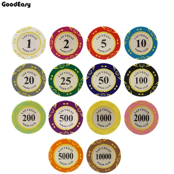 5pcs/lot Clay Las Vegas Poker Chips 14g Set Casino Coins 40mm Coin Poker Chips Entertainment Dollar Coins card game LasVegas