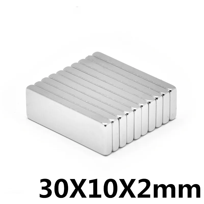 

10pcs 30mm x 10mm x 2mm Strong Powerful Block Square Magnet Craft Model Rare Earth 30*10*2 Neodymium Permanent Magnet 30x10x2mm