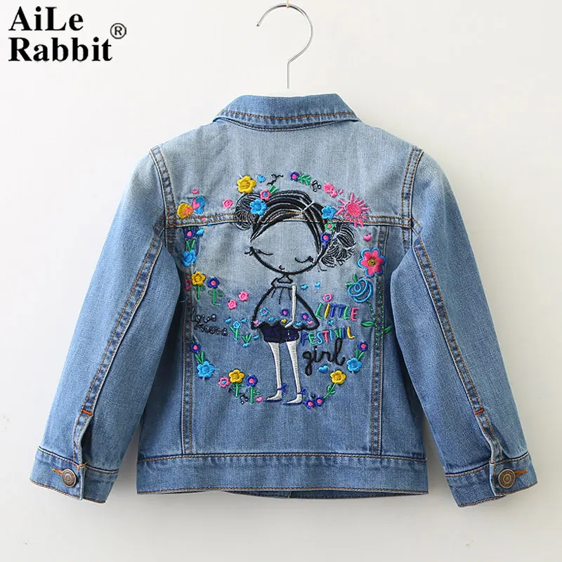 Джинсовая куртка AiLe Rabbit брендовая одежда с длинным рукавом и цветочной вышивкой