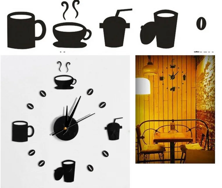 

Muhsein 2018 New 3D Wall Clock DIY Design PVC Material Coffee Pattern Sticker Wall Clock for Decorating Your Wall Free Shipping