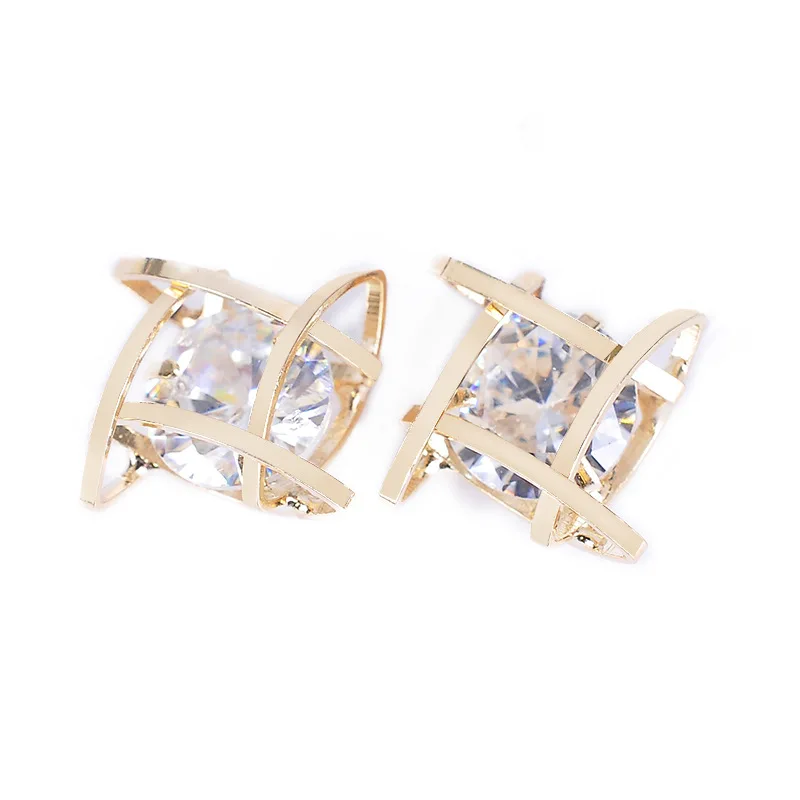 

2019 New Alloy Inlaid with 1 Pair Of Square Earrings Zircon Earrings