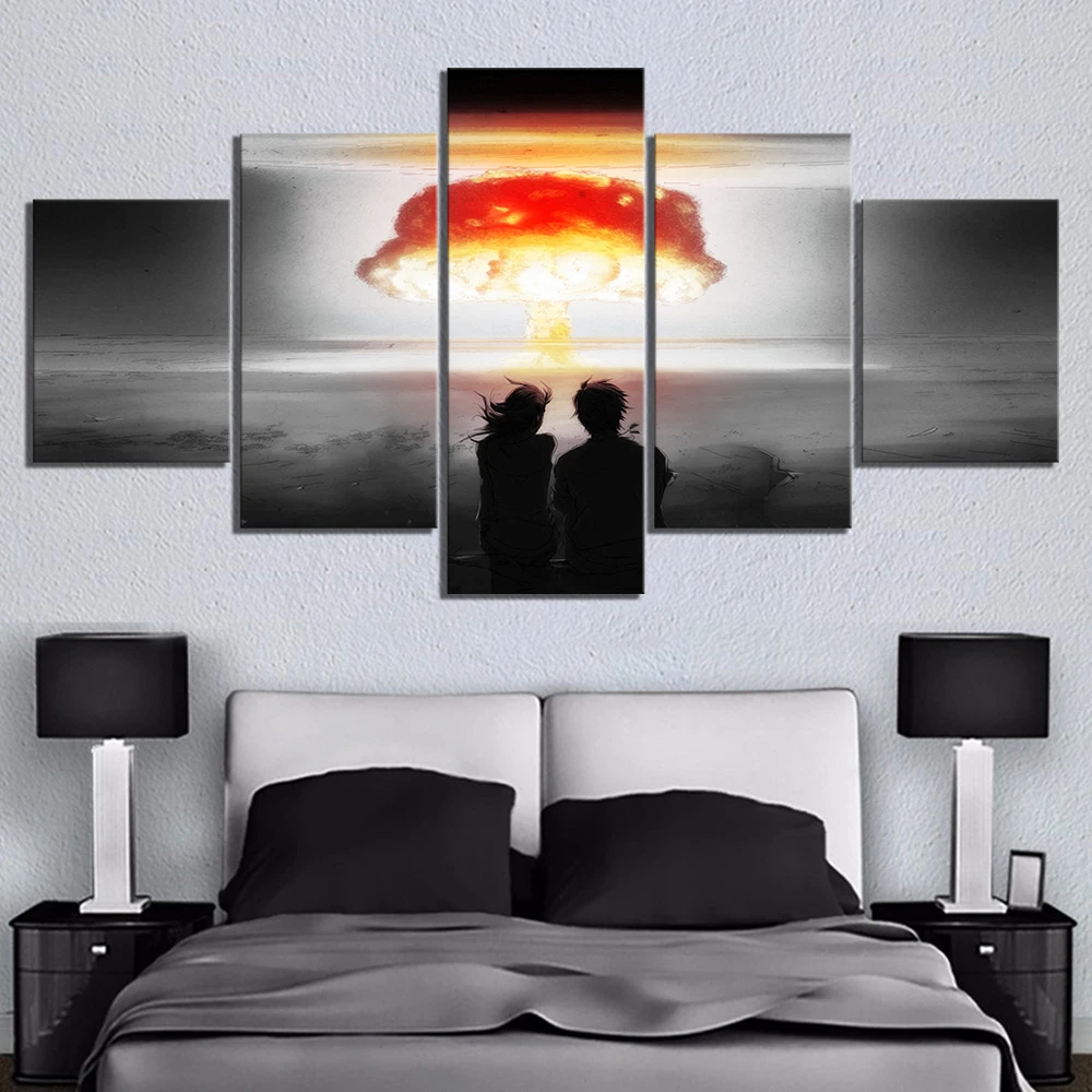 

Wall Artwork Modular Pictures Canvas Printed 5 Panel Nuclear Explosion Apocalyptic Home Decor Posters Painting Living Room Frame
