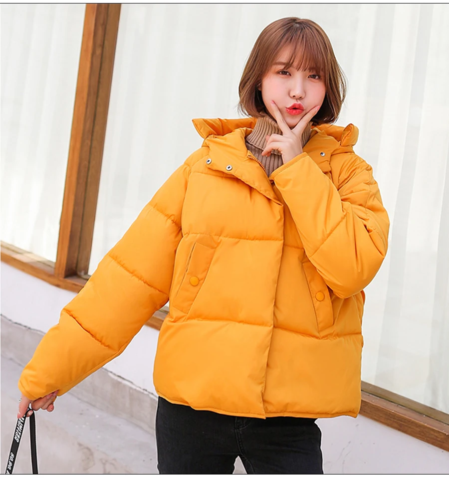 Hot Sale Winter Cotton Jacket Female Thicken Snow Lichens New Harajuku Short Sweet Down Cotton Coat Women Warm Loose Parkas