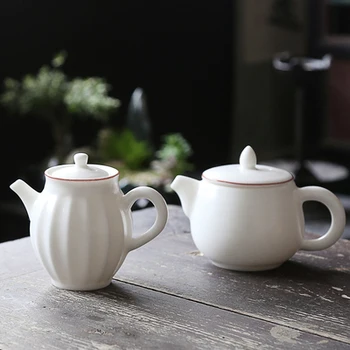 

lvory White Teapot Ceramic Open Enamel Pot Household Small Tea Set Kung Fu Jin Jun Mei Black Teaware Free Shipping