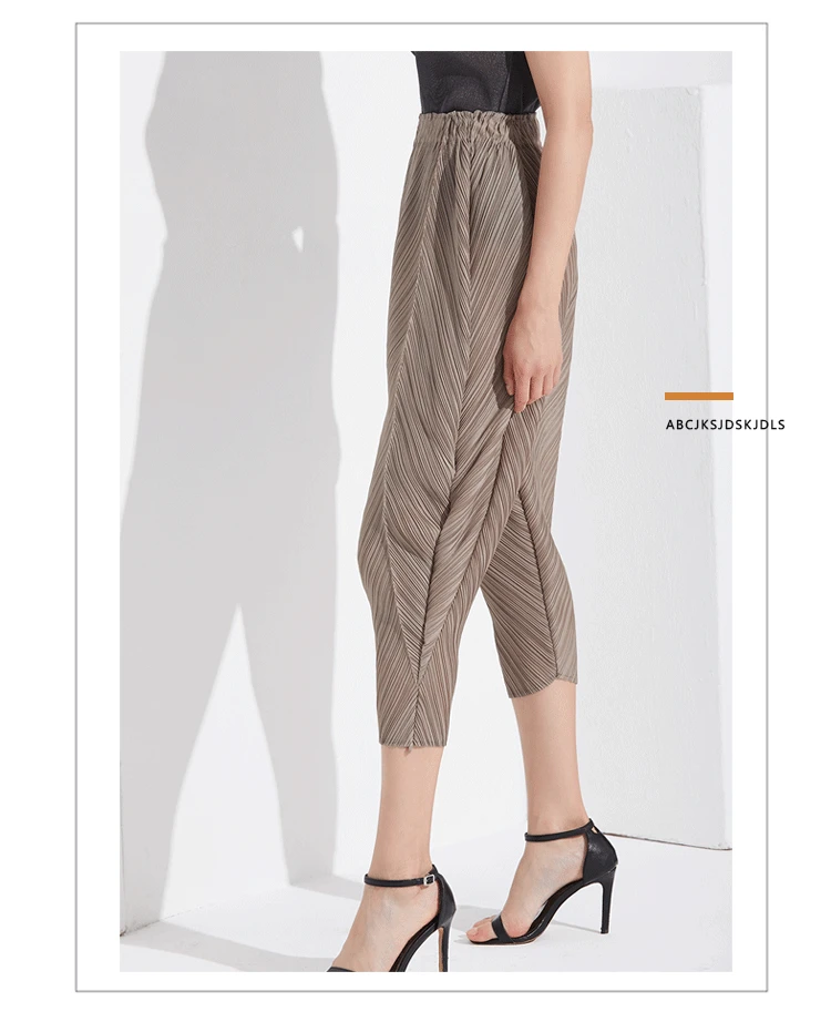 Miyake сложенные брюки Hallen женские японские фонари свободные воздушные Пузырьковые Брюки Nine-cent Hallen брюки Бесплатная доставка