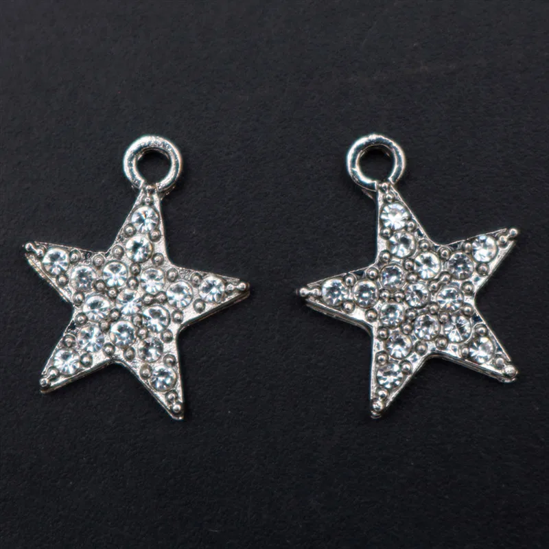 WKOUD 6 шт. античное серебро ручной работы Стразы пятиконечная звезда ожерелье с подвесками браслет DIY металлические ювелирные изделия Подвески A1705