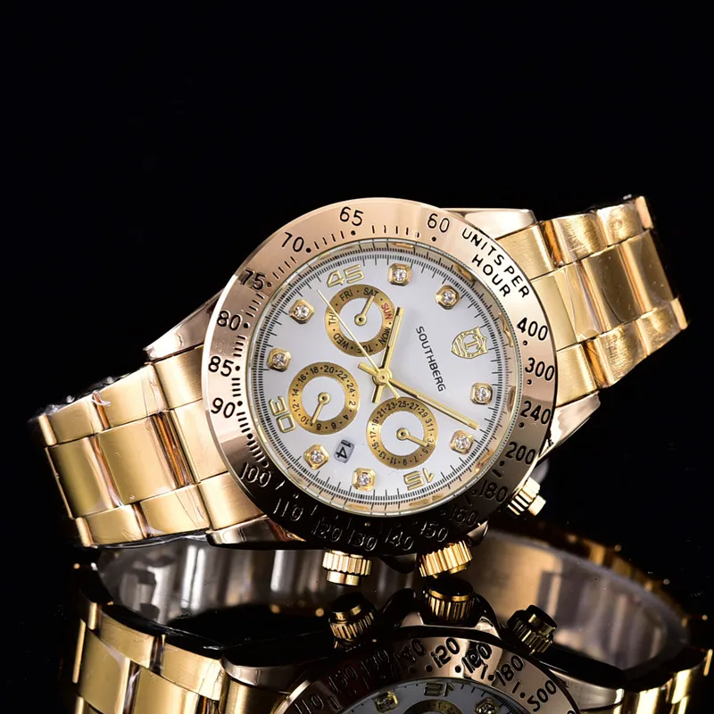 SOUTHBERG GMT люксовый бренд daytona часы мужские повседневные часы бизнес спортивные военные часы из нержавеющей стали