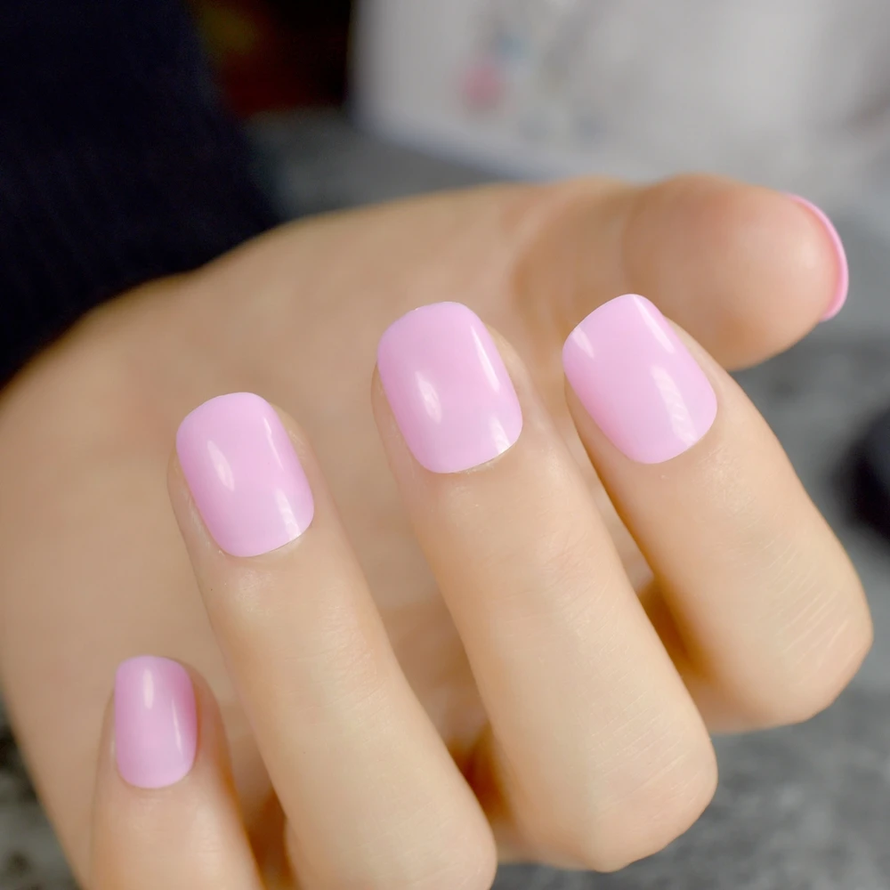 Мода для детей ногтей Советы Розовый Короткие конфеты акриловый пресс на ногтей макияж аксессуары 329k