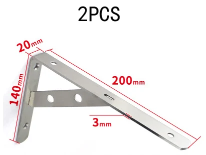 2 шт. штатив из нержавеющей стали кронштейн для настенной полки книжный шкаф отсек опорный кронштейн с установкой винтов - Цвет: 2 PCS