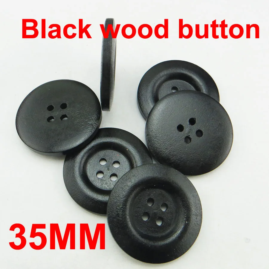 15 шт. 35 мм черный цвет древесины деревянные пуговицы сапоги пальто швейная одежда аксессуары MCB-996 - Цвет: black