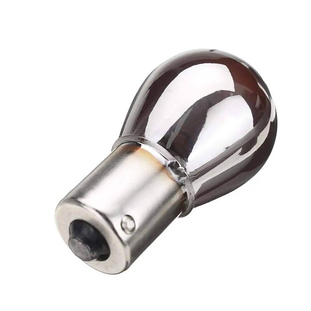 

12V Essential Accessories CHROME SILVER AMBER REAR INDICATOR BULBS 581 BAU15S PY21W TURN SIGNAL S25