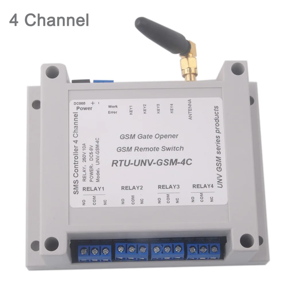 Módulo de Relé Interruptor de Controle 4 Canal Controlador Remoto Gsm Sms Chamada Gsm Portão Opener Sim800c Stm32f103cbt6 5 12 v