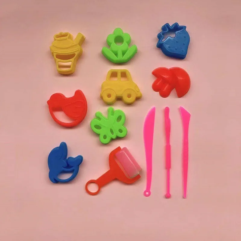 

12 pcs Kids Plasticine Tools Children DIY Colored Clay Moulds Toys Funny Dough Modelling Tools With Knife Roller Toys
