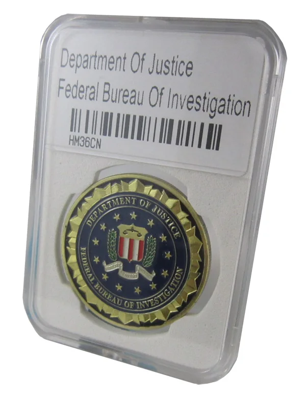 

US Military /United States Department FBI Gold Plated Challenge Coin/Medal With Packed High Quality Plastic Case PC36#